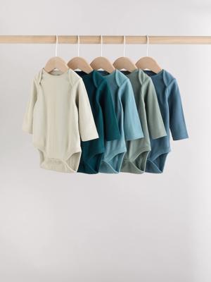 Buy Blue Baby Long Sleeve Bodysuits 5 Pack from Next Australia