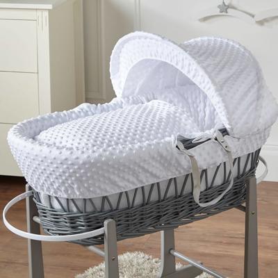 For Your Little One White Dimple Grey Wicker Baby Moses Basket With Mattress : Amazon.co.uk: Baby Products