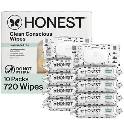 Amazon.com: The Honest Company Baby Wipes for Sensitive Skin, Hypoallergenic, Fragrance-Free, Multi-Use, Pattern Play Design, 720 Count (10 Packs of 7