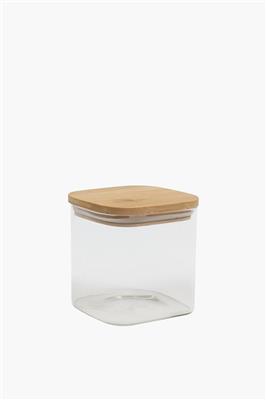 Glass Jar Bamboo Lid Sml