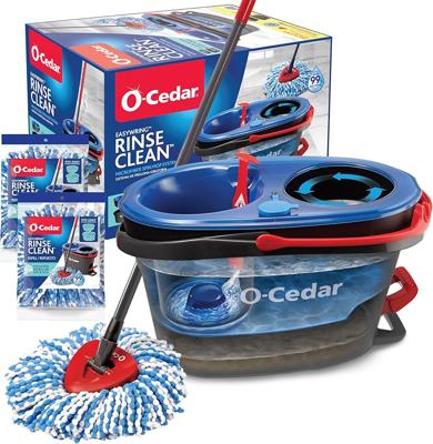 Amazon.com: O-Cedar RinseClean Spin Mop & Bucket System + 2 Extra Mop Heads | Clean with Water | Removes 99% of Bacteria : Health & Household