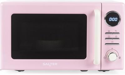 Salter Retro Digital Pink Microwave – 20 Litre, Defrost by Time/Weight, 25.5 cm Glass Turntable, 95 Minute Timer, 8 Auto Cooking Presets, Solo Microwa