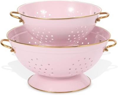 beifeier Metal Colander Set - 3.5 & 5 Quart, Colander for Kitchen with Handle and Base, Kitchen Essential Strainer for Draining Pasta Fruits Vegetable