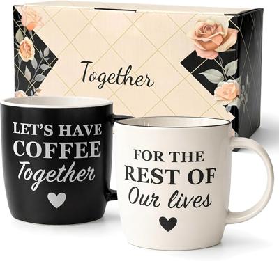 Triple Gifffted Lets Have Coffee Together Coffee Mug Set, Engagement Wedding Gifts for Couple, Bride and Groom Newlywed Bridal Shower, His Hers, Mr a