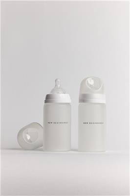 New Beginnings Glass Bottle With Outer Silicone Coating 240ml Twin Pack | Baby Bunting AU