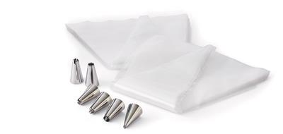Master Chef Disposable Piping Bags with 6 Tips, 30-pc