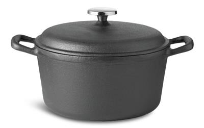 Lagostina Pre-Seasoned Casserole Dish, Cast Iron, Black, 6-qt