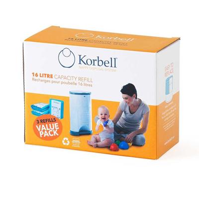 Korbell nappy bin liners refill 3 pk