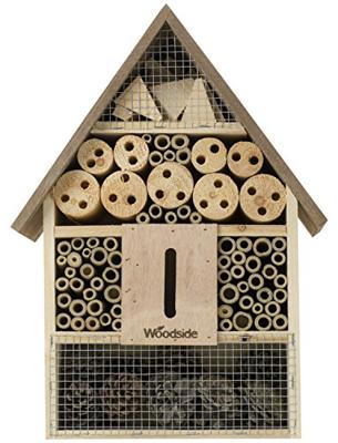 Woodside Wooden Insect & Bee House Natural Wood Bug Hotel Shelter Garden Nest Box