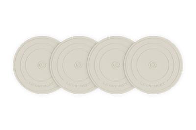 Le Creuset Silicone Set of 4 Coasters Lid Design 10cm Meringue