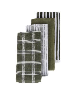 4 Pack Green Check Terry Tea Towel - Kmart