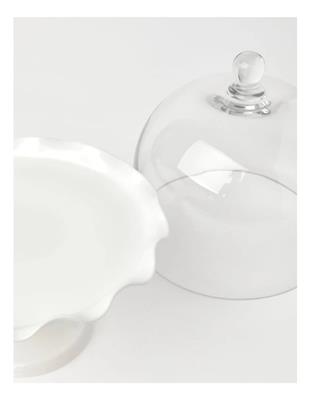 Heritage Scalloped Edge Cake Dome and Glass Stand Small | MYER