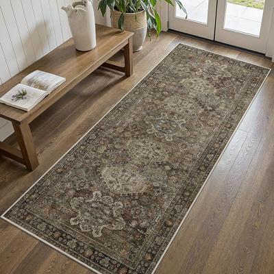 Amazon.com: Bavni Washable Runner Rug 2x6, Non Slip Vintage Hallway Runner, Ultra Thin Low Pile Washable Carpet for Kitchen Entryway Bedroom, Brown :