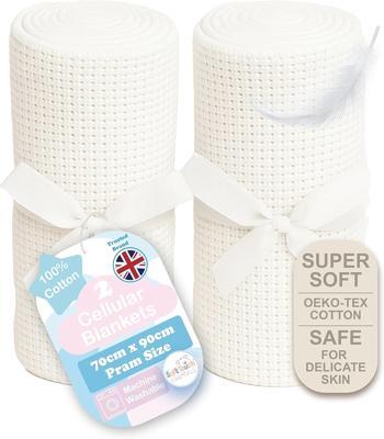 Soft Touch Newborn Essentials 70 x 90cm Cotton Baby Cellular Blanket for Pram, Car Seat and Cot Bedding : Amazon.co.uk: Baby Products
