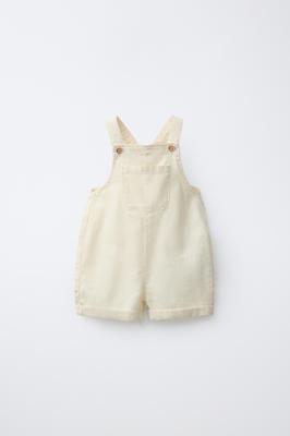 SHORT DUNGAREES WITH LINEN AND COTTON - Light yellow | ZARA United Kingdom