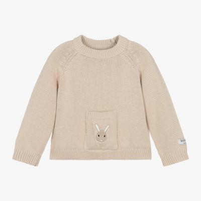 Donsje - Beige Knitted Cotton Bunny Sweater | Childrensalon Outlet