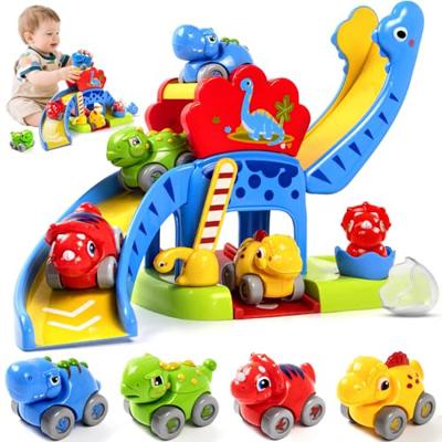Marstone Toddler Toys 1 2 Year Old Boy Gifts: Dinosaur Slide with 4 Animal Cars Educational Baby Toys 12-18 Months, First 1st Birthday Gifts for Kids,