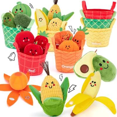 hahaland Baby Sensory Toys - 16 PCS My First Fruit Vegetable Color Sorting Play Food Crinkle, Rattle, Baby Toys 6-12 Months Montessori Toys for 1 Year