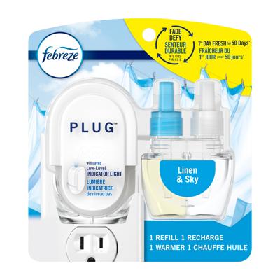 Febreze Plug In Air Freshener, Odor-Fighting Scented Oil Starter Kit, Linen & Sky, 1 Warmer + 1 Refill - Walmart.ca