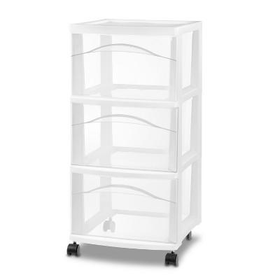 3 Drawer Medium Cart White - Brightroom™: Plastic Storage Drawers, Portable Utility with Casters, No Assembly Required : Target