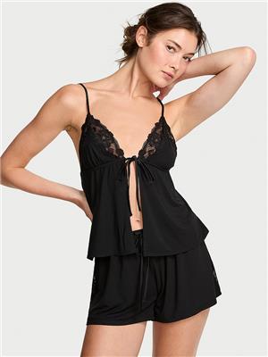 Buy SoSoft™ Modal Lace-Trim Flyaway Cami Set, Black - Order Cami Sets online - Victorias Secret US
