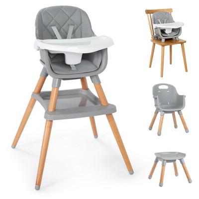 Kinder King 7 in 1 Baby High Chair Convert to Wooden Feeding Chair Removable Tray 5-Point Harness Gray : Target