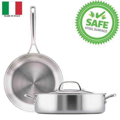 Essteele – Eternita Multi-Clad Stainless Steel Twin Pack 26cm Skillet + 30cm Covered Sauteuse (Made in Italy) – Victorias Basement