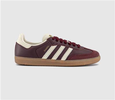 adidas Samba OG Trainers Maroon Cream White Gold Met - Womens