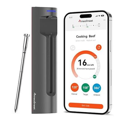 Meatmeet S Pro Bluetooth Wireless Meat Thermometer, with 6 Sensors Build in, Long Range, Smart App Monitoring with Timer & Alarm, IP69 Waterproof, Mea
