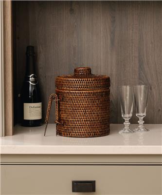 Rattan Ice Bucket with Tongs in Chestnut Brown I REBECCA UDALL – Rebecca Udall