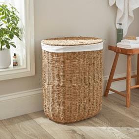 Country Double Compartment Seagrass Laundry Basket | Dunelm