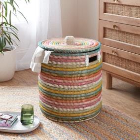 Rainbow Round Storage Basket with Lid | Dunelm
