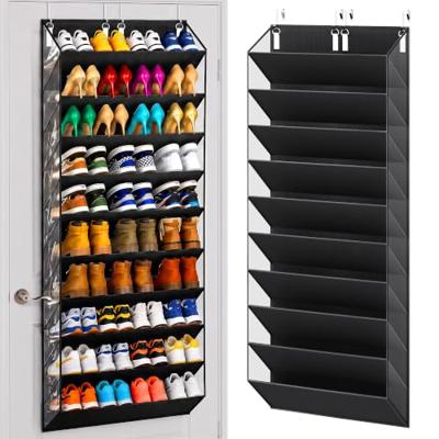UVIAHOMI 30-40 Pairs Over the Door Shoe Organizer, Clear Pockets Hanging Shoe Storage for Closet, 10-Tier Door Shoes Rack, Handing Shoes Holder Fit Al