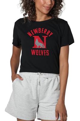 Newberry College Official Wolves Logo Womens Crop Top T-Shirt, Black, Medium