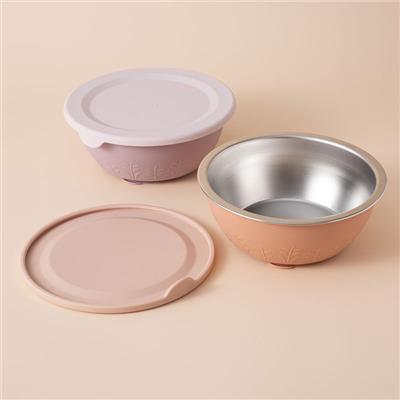 Stainless Steel Silicone Suction Bowl - 13 oz