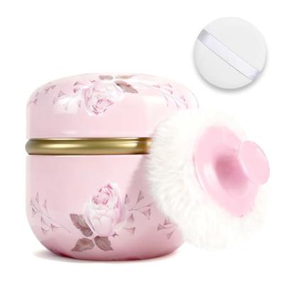 SHIMIDO Body Powder Puff and Container, 3.15 Portable Empty Body Powder Container for Baby Womens Loose Dusting Powder