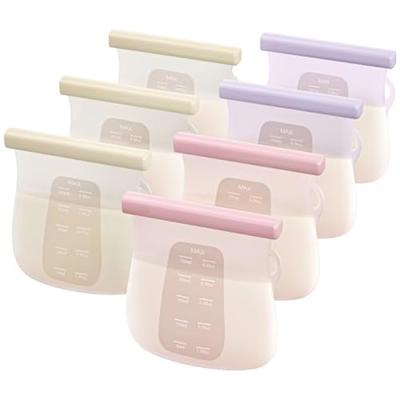 JellyRuru 7 PCS Reusable Breast Milk Storage Bags, 8.5oz 250ml Standard Silicone Breastmilk Freezer Storage Container, Leak-Proof & Self-Standing Milk