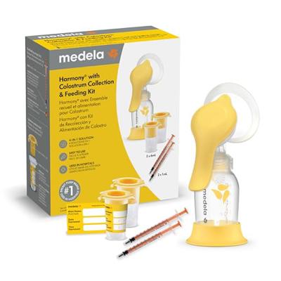 Medela Harmony Manual Breast Pump with Colostrum Collection and Feeding Kit, 4-in-1 Solution, Collect, Store, Feed, and Pump, Includes Colostrum Colle