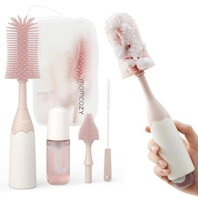 Momcozy Baby Bottle Brush Set, Silicone Cleaner Kit, Drying Rack, Portable, Pink - Walmart.com