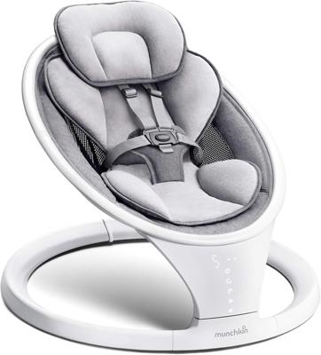 Munchkin Electric Baby Swing | Bluetooth Enabled Baby Bouncer Chair & Rocker | Portable Rocker & Gentle Bouncing Chair with Motion and Sounds| White :