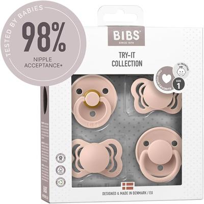 BIBS Try-it Dummies 4-Pack. BPA Free, Round, Symmetrical and Anatomical Nipple. Natural Rubber/Silicone, Size 1 (0-6 Months), Blush : Amazon.co.uk: Ba