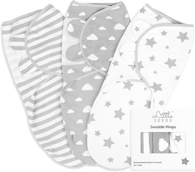 Little Seeds Swaddle Blanket 0-3 Months, 3-Pack Organic Cotton Baby Swaddles - Swaddles for Newborns Infant Boys & Girls, Soft & Snug Hip-Healthy Swad