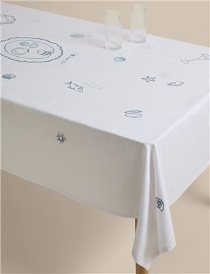 Pure Cotton Coastal Embroidered Tablecloth | M&S | M&S