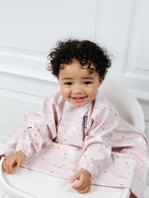 Bibado Pink Coverall Weaning Bib - Botanical Bunnies | JoJo Maman Bébé