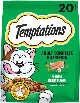 TEMPTATIONS Adult Seafood Medley Flavor Dry Cat Food, 20-lb bag - Chewy.com