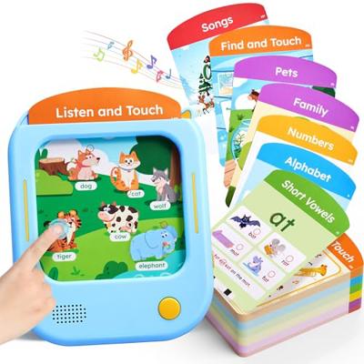JoyCat Kids Learning Tablet - 156 Pages Tap-to-Read Flash Cards with 20 Listen & Find Games, Montessori Toy for Alphabet, Phonics, Words, Simple Math,