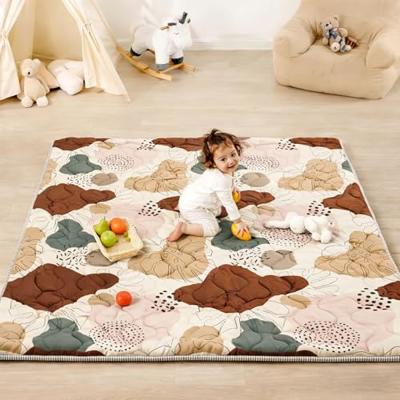 Lambluefly Baby Play Mats for Floor, Baby Mats for Floor Play 127x127cm, Thickened Playmat for Babies, Anti-slip Mat, Machine Washable, Foldable Play