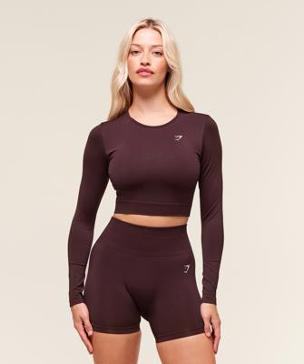 Gymshark Everyday Seamless Long Sleeve Crop Top - Cherry Purple | Gymshark