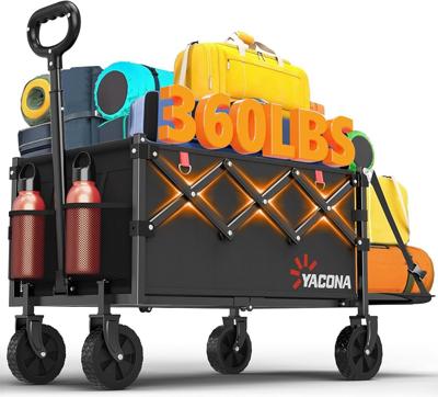 Amazon.com : Yozoia 360LBS Heavy-Duty Wagons Carts Foldable 120L Collapsible Wagon Cart with Wheels and Tailgate, Folding Utility Wagon Carts for Groc