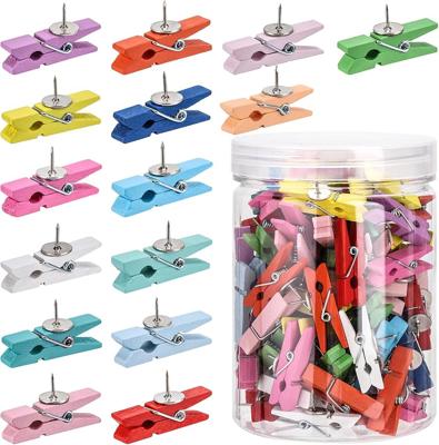 Amazon.com: 100Pcs Push Pin with Wooden Clips Tacks for Cork Board Artwork for Bulletin Board Crafts Arts Projects Photo Supplies(Colorful) : Office P